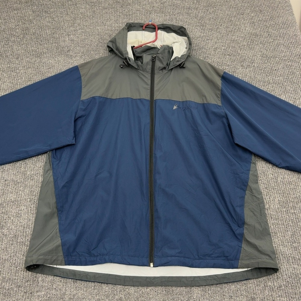 Frogg Toggs Jacket Mens XL/XXL Blue Grey Polyester Hooded Waterproof Gorpcore